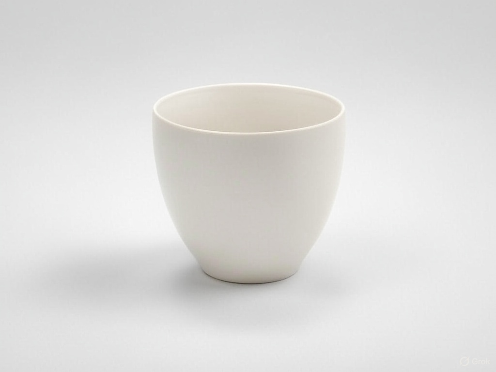 белая кофейная чашка без ручки